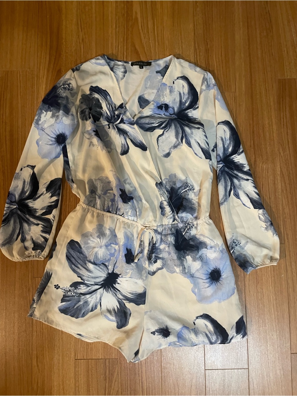 Floral Blue and Cream Romper